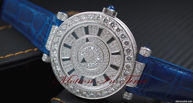 Franck Muller "DOUBLE MYSTERY" WHITE GOLD 42mm DIAMOND & SAPPHIRE WATCHES 2