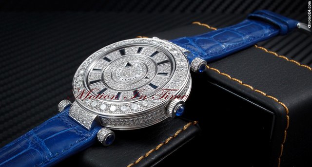 replica Franck Muller "DOUBLE MYSTERY" WHITE GOLD 42mm DIAMOND & SAPPHIRE WATCHES 1