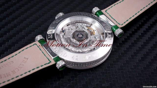 replica Franck Muller "DOUBLE MYSTERY" WHITE GOLD 42mm DIAMOND & EMERALD WATCHES 1