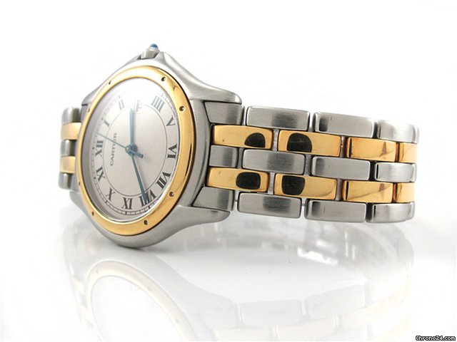 replica Cartier "PANTHERE COUGAR" HERREN 2 Streifen Gold /Stahl WATCHES 1