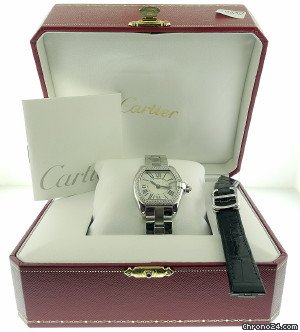 Cartier 18k WG Diamond Bracelet Wristwatch Lady's ROADSTER WATCHES 2