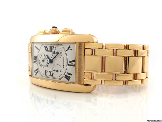 replica Cartier Herren "TANK AMERICAINE" 750/- Gelbgold Quarz WATCHES 1