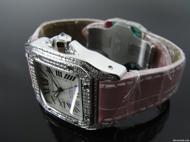 Cartier Santos 100 Midi Diamond Ladies Watch WATCHES 2