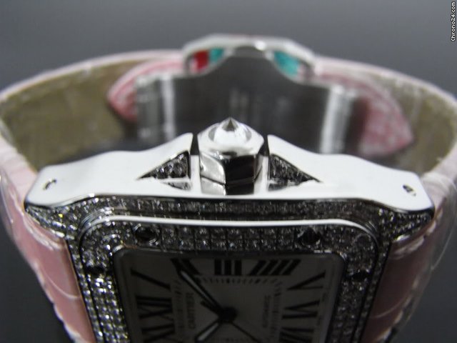 replica Cartier Santos 100 Midi Diamond Ladies Watch WATCHES 1