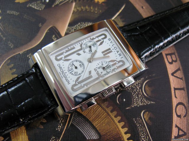 Bulgari Rettangolo Ss Chronograph Date Quartz Rare WATCHES 2