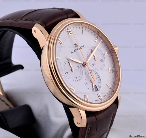 replica Blancpain Villeret Single Button Chronograph 18K Rose Gold NEW WATCHES 1