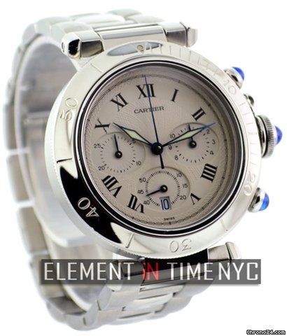 Cartier Pasha 38 Chronograph Stainless Steel Silver Dial WATCHES 2