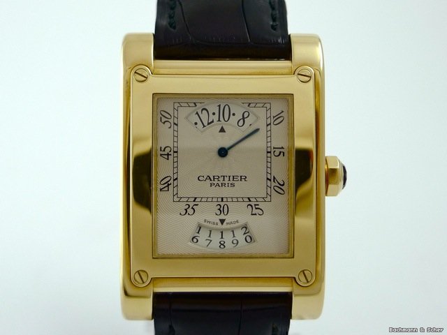 replica Cartier Tank Privee, 18k Gold, Manual with Digital Hour and Month WATCHES 1