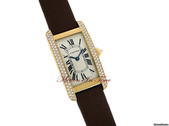 replica Cartier TANK AMERICAINE LADIES' YELLOW GOLD DIAMOND AMERICAN TANK WATCHES 1