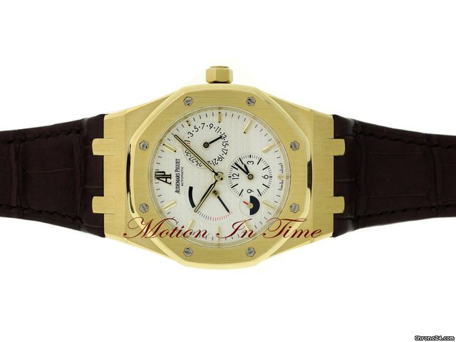 replica Audemars Piguet ROYAL OAK DUAL TIME POWER RESERVE YELLOW GOLD ON STRAP NEW WATCHES 1
