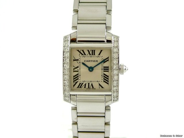replica Cartier Tank Francaise, Lady, 18k White Gold, Diamond Set WATCHES 1