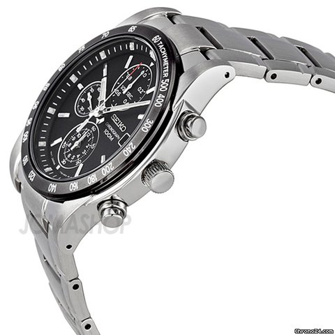 Seiko Black Dial Chronograph Tachymeter Stainless Steel Mens Watch SNDC99 WATCHES 2