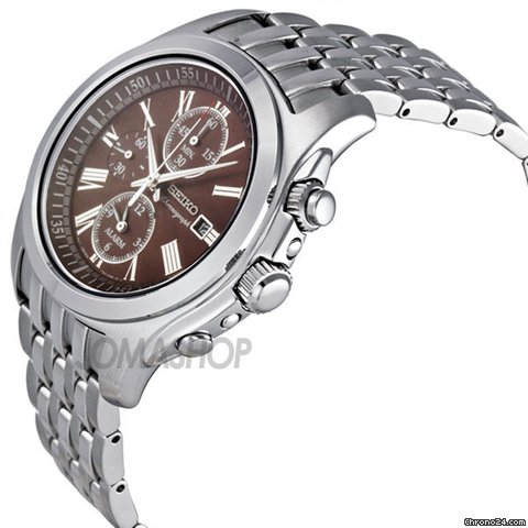 Seiko Chronograph Stainless Steel Brown Dial Mens Watch SNAE51P1 WATCHES 2