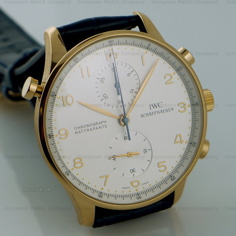 IWC Portuguese Chronograph Rattapante 18K Rose Gold w/Deployant Buckle WATCHES 2
