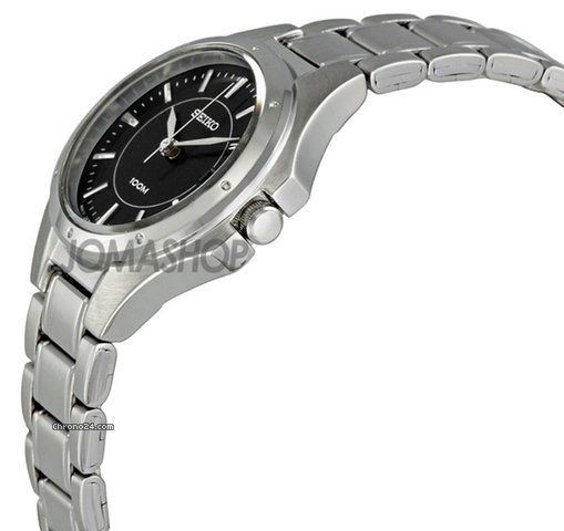 Seiko Black Dial Stainless Steel Quartz Ladies Watch SXDE13 WATCHES 2
