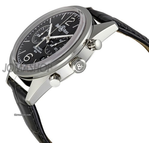 Bell & Ross Vintage Officer Black Dial Chronograph Mens Watch BR126-OFFICER-BL WATCHES 2
