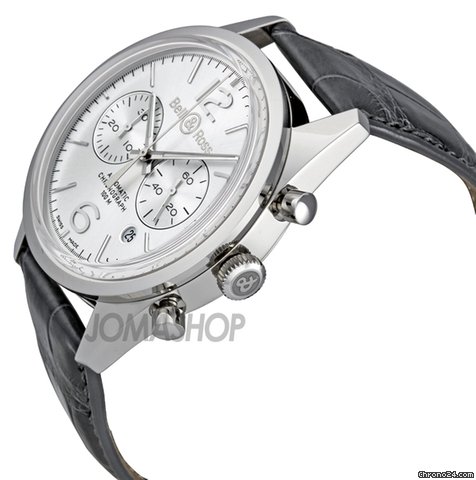 Bell & Ross Vintage Officer Silver Dial Automatic Chronograph Mens Watch BR126-OFFICER-SIL WATCHES 2