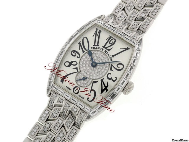 replica Franck Muller Cintree Curvex White Gold Medium Ladies' Baguette Diamond WATCHES 1