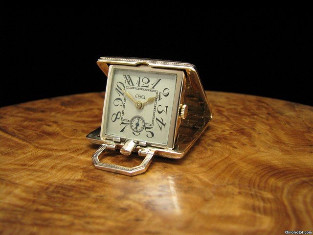Ebel Reiseuhr Klappuhr Taschenuhr 9kt Gold Carree Form WATCHES 2