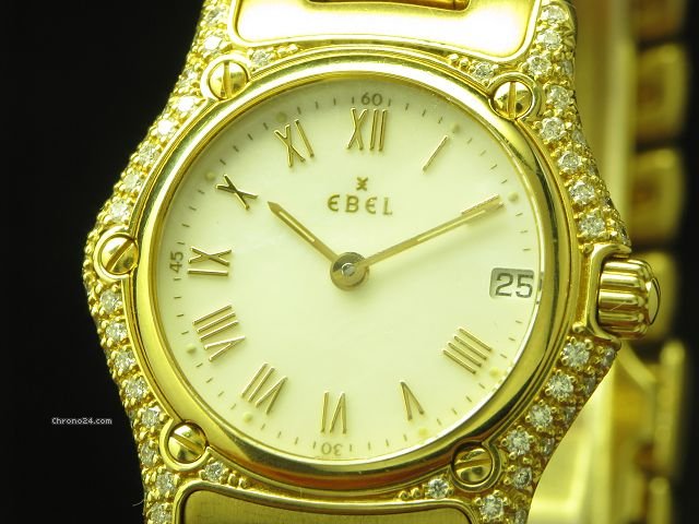 replica Ebel 1911 Date 18kt Gold Damenuhr Diamanten Perlmutt WATCHES 1