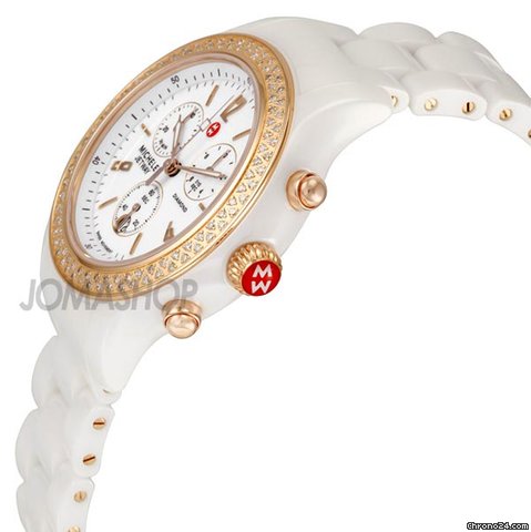 Michele Jetway Diamond Ceramic Chronograph Rose Gold-tone Ladies Watch MWW17B000008 WATCHES 2