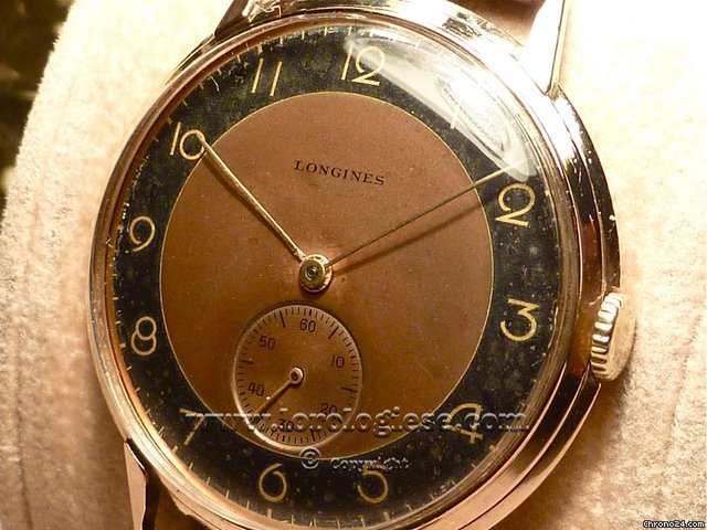 Longines RED Gold, original 1943 wathc BULLS EYE and MULTI-STEP Case WATCHES 2