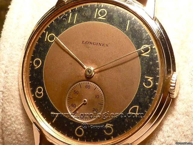 replica Longines RED Gold, original 1943 wathc BULLS EYE and MULTI-STEP Case WATCHES 1
