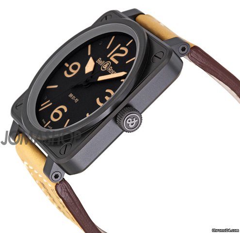 Bell & Ross Heritage Black Dial Tan Leather Strap Mens Watch BR01-92-HERITAGE WATCHES 2