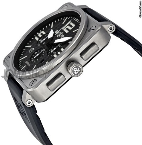 Bell & Ross Aviation Black Carbon Fiber Dial Titanium Mens Watch BR0194-TITANIUM WATCHES 2