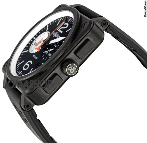 Bell & Ross Aviation Black and White Dial Chronograph Automatic Mens Watch BR0394-BW-CA WATCHES 2