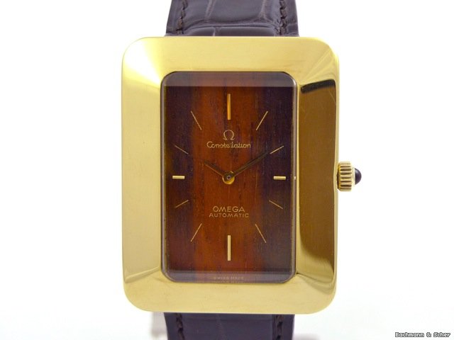 replica Omega Constellation Automatic, 18kt Yellow Gold, Wood Dial WATCHES 1