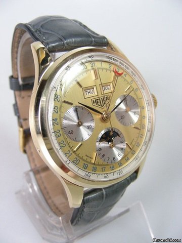 replica TAG Heuer Heuer quantiEme annuel Triple date phase de lunes or jaune 18 carats cadran deux tons WATCHES 1