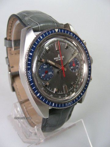 replica Breitling Chronographe vintage cadran ardoise deux compteurs et lunette bakelite bleus WATCHES 1 