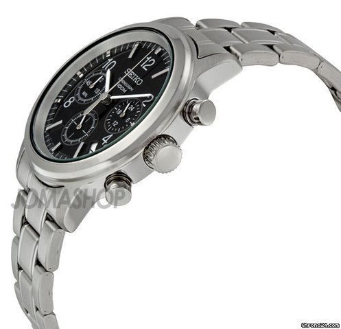 Seiko Black Dial Stainless Steel Chronograph Mens Watch SSB007 WATCHES 2