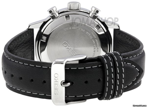 replica Seiko Silver Dial Black Leather Strap Chronograph GMT Mens Watch SSB003P2 WATCHES 1