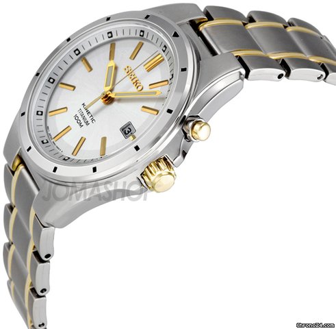 Seiko Kinetic Silver Dial Two-tone Titanium Mens Watch SKA497 WATCHES 2