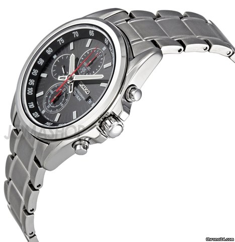 Seiko Chronograph Tachymeter Black Dial Titanium Mens Watch SNDC93 WATCHES 2