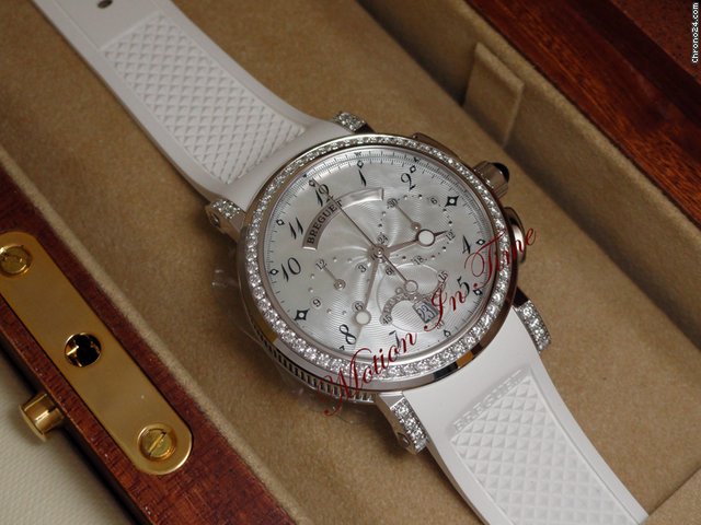 Breguet Marine Chronograph Ladies White Gold Diamond w. White Rubber WATCHES 2