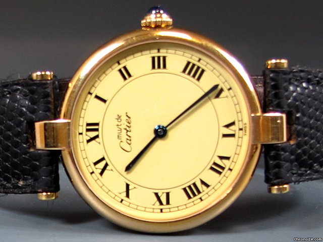 Cartier Vermeil - Silber/vergoldet, Quarz, Lederband WATCHES 2