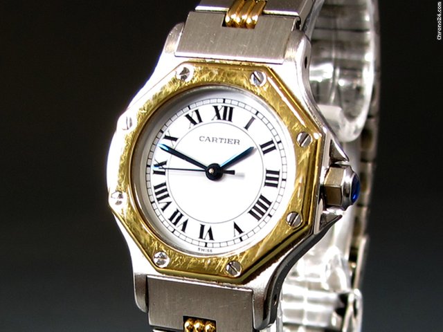 replica Cartier Santos - Damenuhr, Stahl/18K/750 Gelbgold, Quarz WATCHES 1