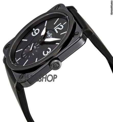 Bell & Ross Aviation Black Dial Black Ceramic Case Unisex Watch BRS-BLK-CER-RUBB WATCHES 2