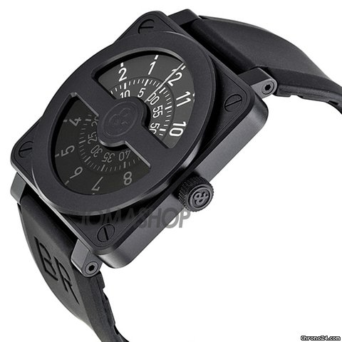 Bell & Ross Compass Black Dial and Black Rubber Strap Mens Watch BR01-92-COMCARBN WATCHES 2