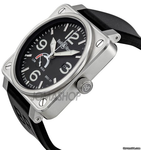 Bell & Ross Aviation Reserve De Marche Black Dial Mens Watch BR01-97-STEEL WATCHES 2