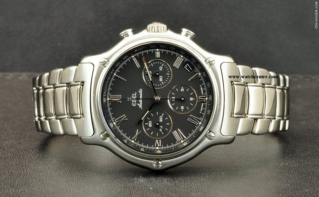 Ebel S/S Black Dial Automatic Chronograph B&P 1911 WATCHES 2
