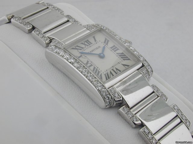 replica Cartier 18K White Gold Diamond Tank Francaise WATCHES 1