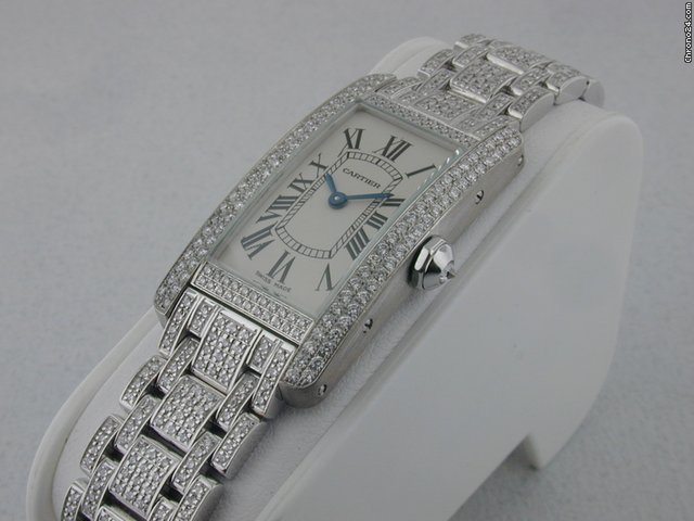 Cartier Tank Americaine 18kt White Gold Diamond Ladies Watch WATCHES 2