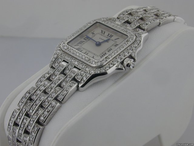 replica Cartier White Gold Diamond Panther WATCHES 1