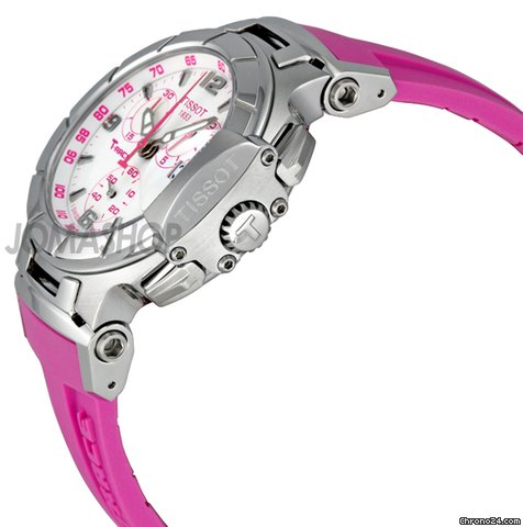 Tissot T-Race White Dial Pink Rubber Ladies Watch T0482171701701 WATCHES 2