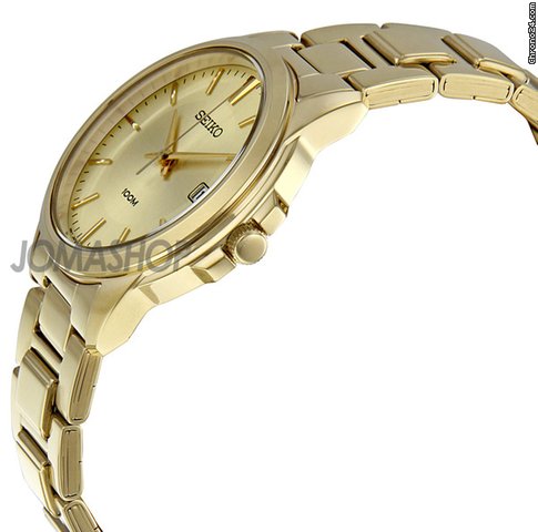 Seiko Champagne Dial Gold Tone Steel Mens Watch SGEF58 WATCHES 2