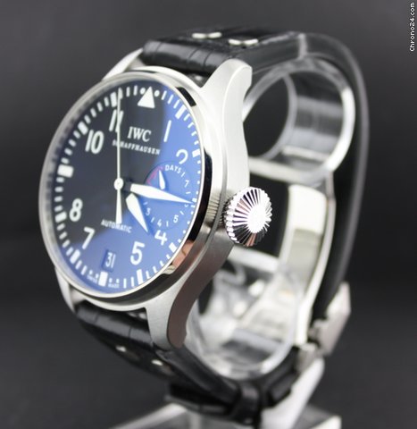 replica IWC Big Pilot in steel black dial black horn strap WATCHES 1